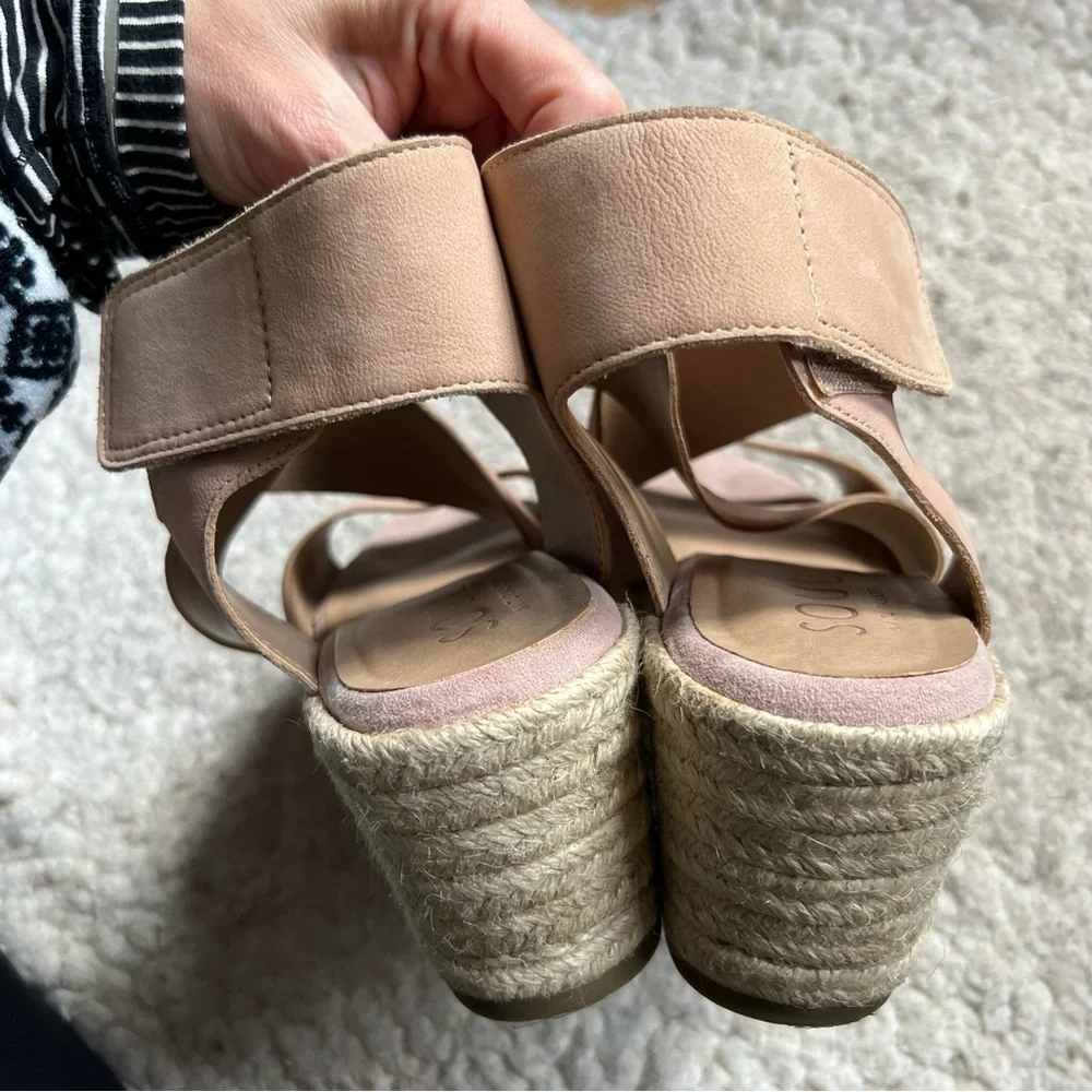 SOUL Naturalizer Tan Leather Oshay Espadrille Wedge Sandal Size 11